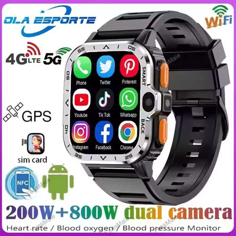 2025New WiFi 5G Cartão SIM Smartwatch Relógio Inteligente Navegação GPS HD Câmera Dupla Chamada De Vídeo 64GB ROM À Prov