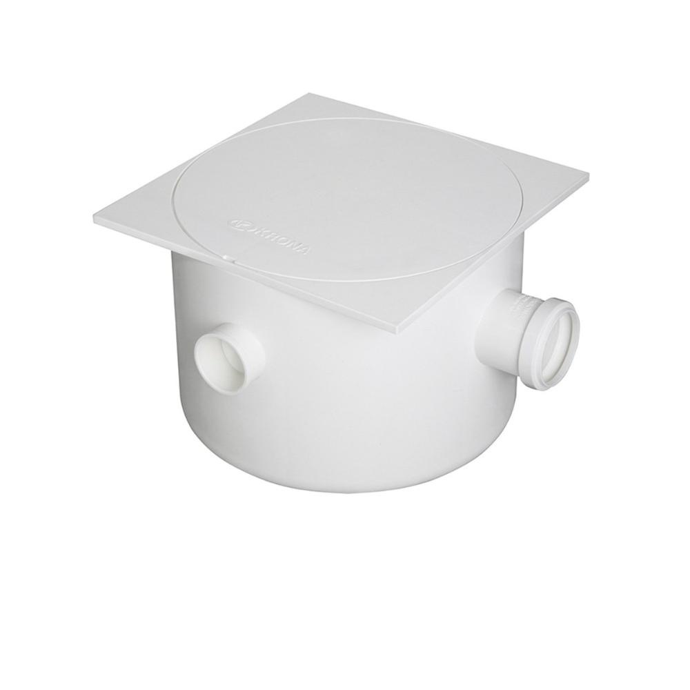 Caixa Sifonada Quadrada com 3 Entradas Branca 250x172x50mm - Krona