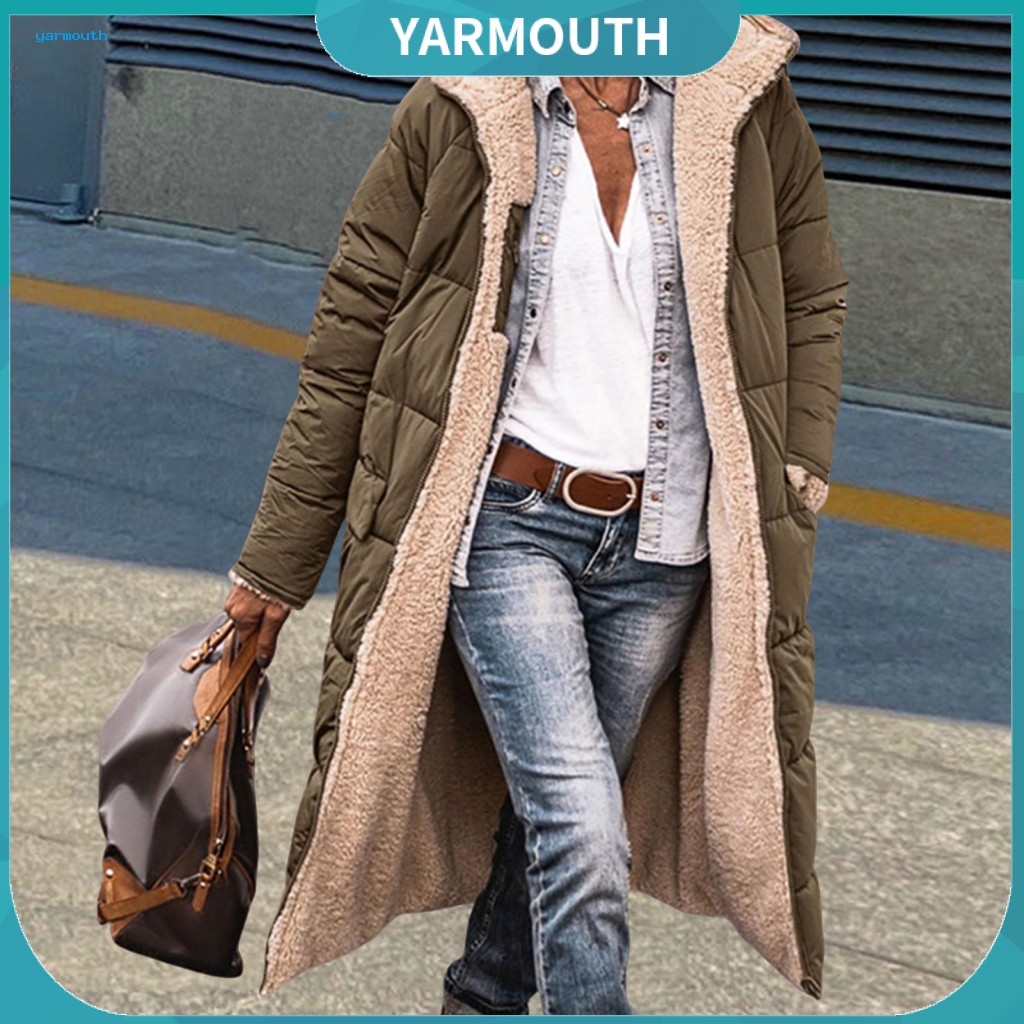Winter Down Jacket Women Long Hooded Women’s Coat with Hood Double-sided Wearable Slim Fit Mid-length Padded Outdoor O