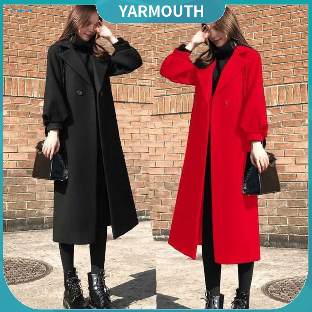 Winter Thick Jacket Mid-length Coat Women’s Double-breasted Calf-length Overcoat Formal Business Style Turn-down Colla