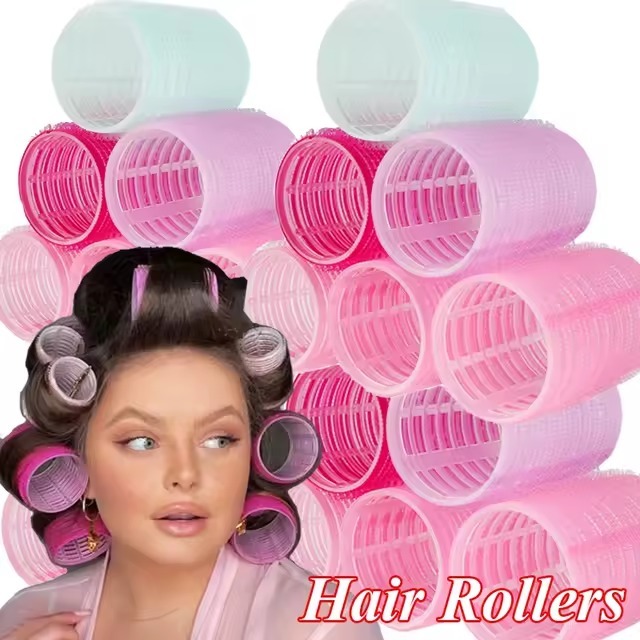 Kit 16 Bobs Cabelo Velcro Modeladores + 16 Prendedores, DIY Styling Tools tamanho Grandes 6.2*3.2cm