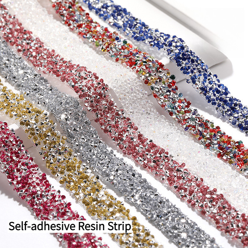 Tira De Resina 1.2cm Autoadesiva Brilhante Strass Fitas De Cristal Para Artesanato DIY