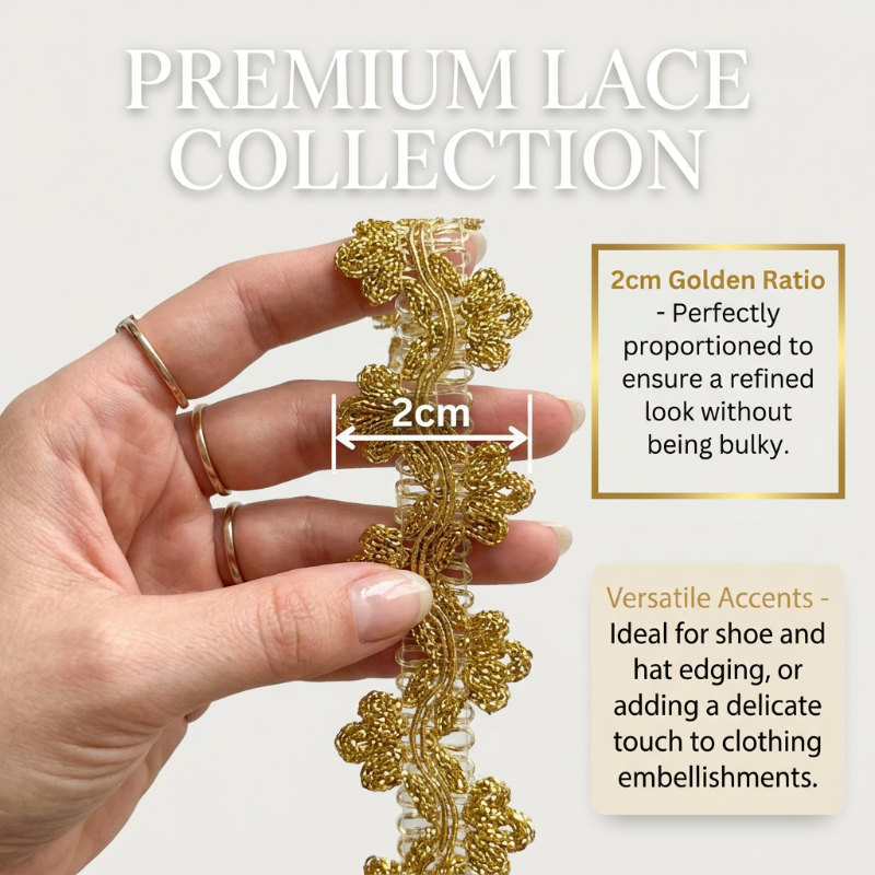 COD 2cm 10Y Ouro Prata Metálico Lantejoulas Guarnição De Renda-Fita DIY Premium Para Chapéu , Bolsa , Enfeites De Sapato