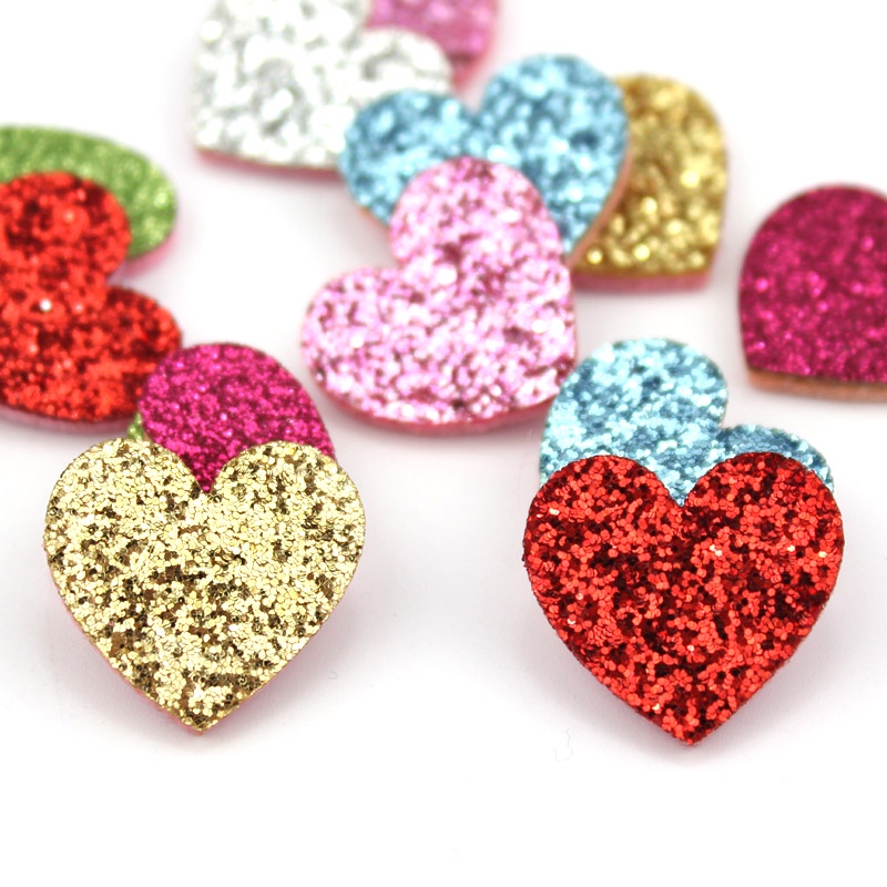 70 Pçs 1.8 * 2cm Brilhos Corações Hape Apliques De Feltro Brilhante DIY Headwear Bebê BB Clipe Artesanato Acessórios De