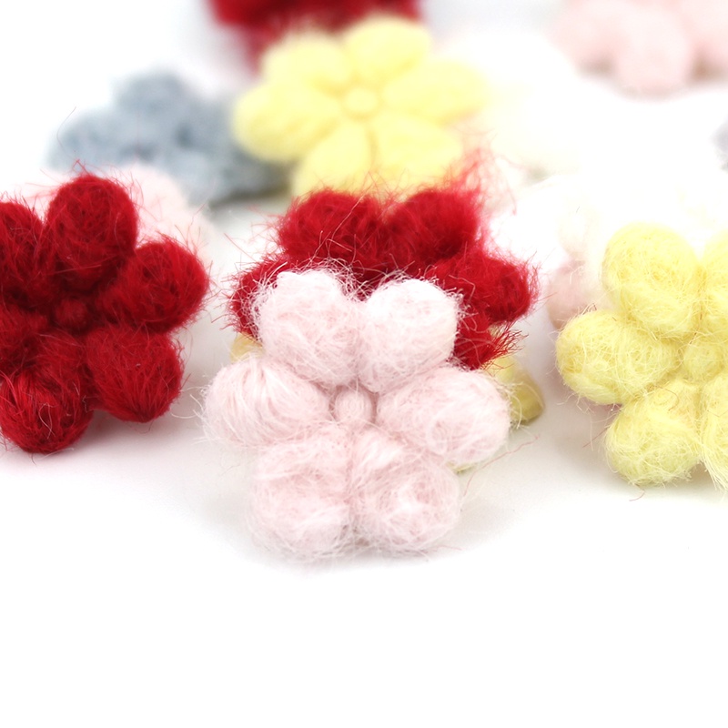 60 Pçs 2cm Flores De Pelúcia Apliques Para DIY Bebê Grampo De Cabelo Headwear Ornamento Artesanato Acessórios De Decoraç