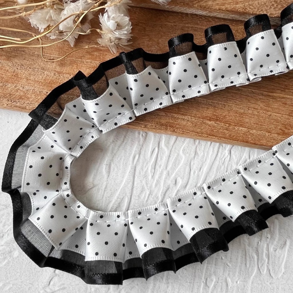 1 Jarda 2cm Bolinhas Babados Renda Guarnição Artesanal Material DIY Para Painel Itabag Acessórios De Cabelo Decoração De