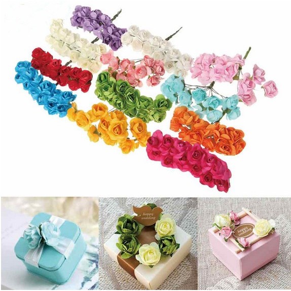 DIY Flor Artesanal Mini Rosa Papel 2cm Caixa De Presente De Casamento Gravata Grinalda Criação Artesanato Material