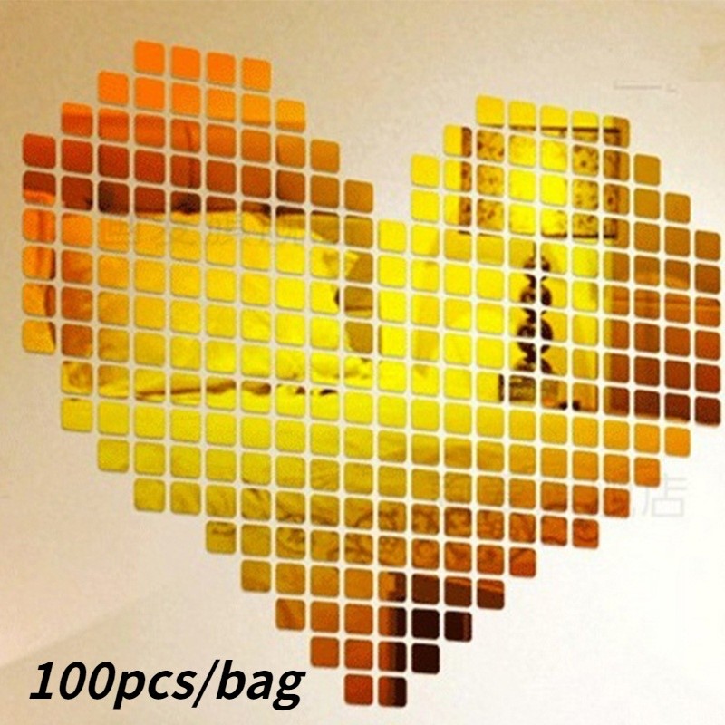 100 Peças/Lote 2 * 2cm Espelho Acrílico Decoração Adesivo Arte Da Parede DIY De Quarto Das Crianças Para Casa