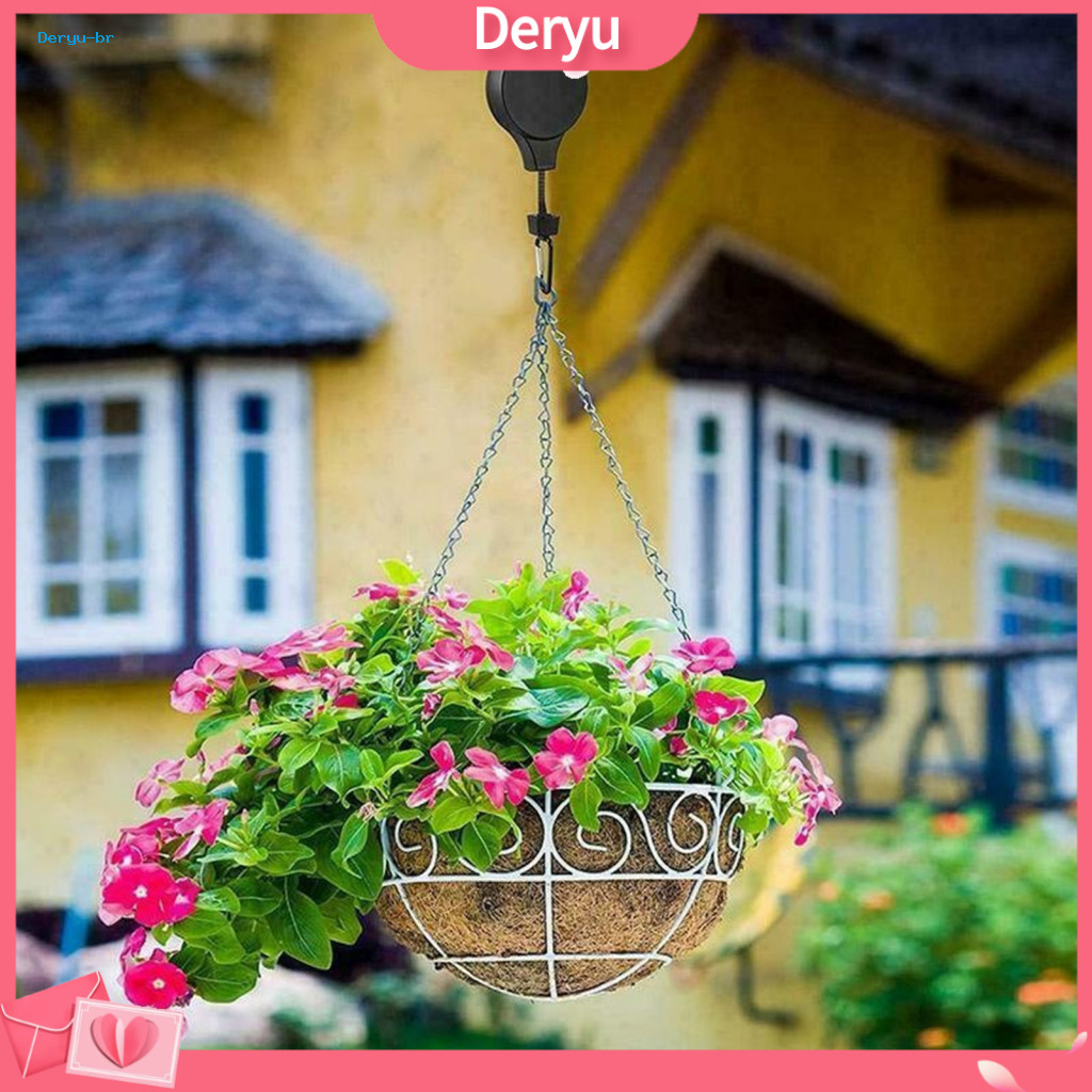 Retractable Plant Pulley Hanger Flexible Lifting Hook for Hanging Plants Heavy Duty Adjustable Ceiling – for Garden
