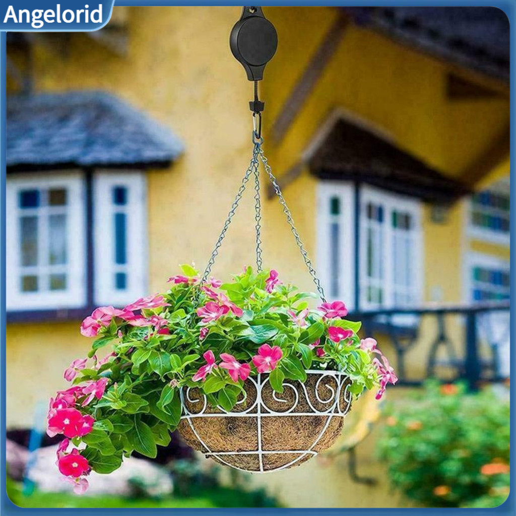 Adjustable Rope Hanger for Bird Cages Retractable Plant Pulley Heavy Duty Ceiling Hook – for Hanging Garden
