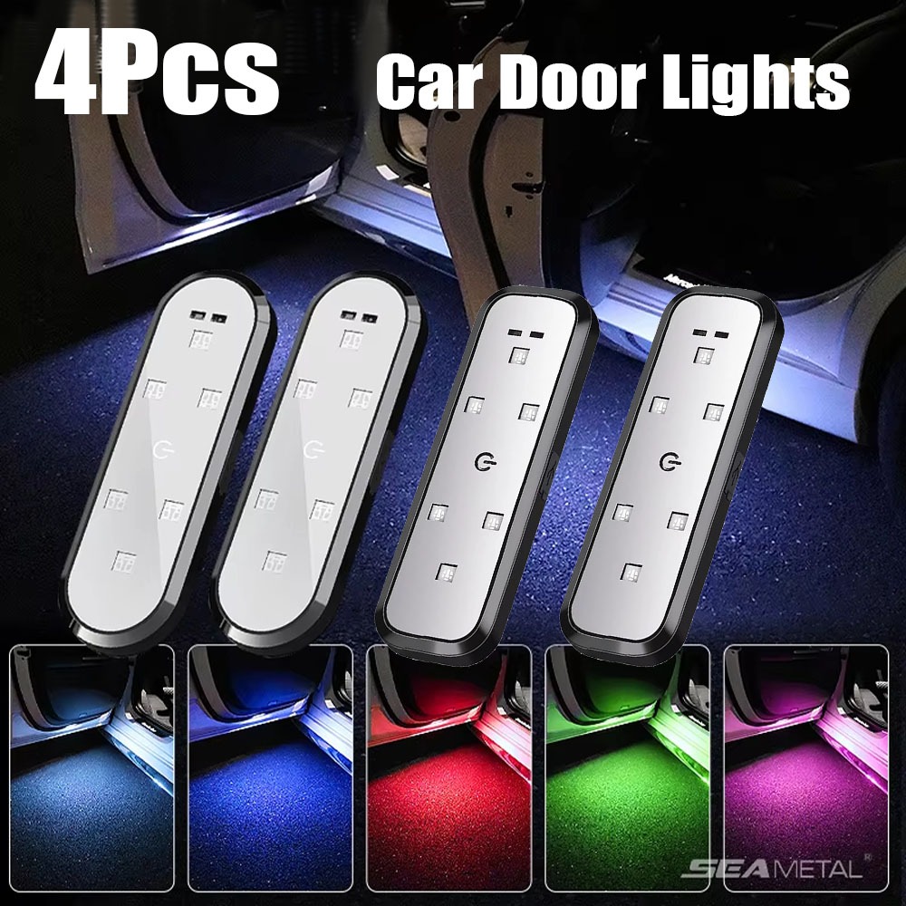 4 Pçs Luzes Da Porta Do Carro LED Luz De Boas-Vindas Controle Magnético Carregamento USB Aberta Automática Anti-Colisão