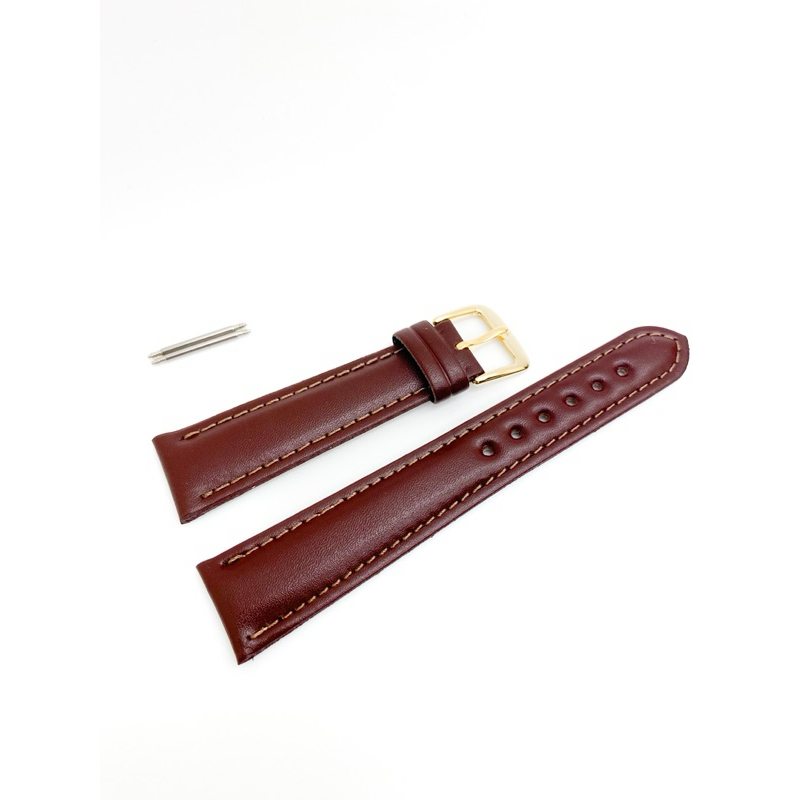 Pulseira para Relógio Couro Elegante Marrom  Compativel 18mm Fivela Dourada+Pinos