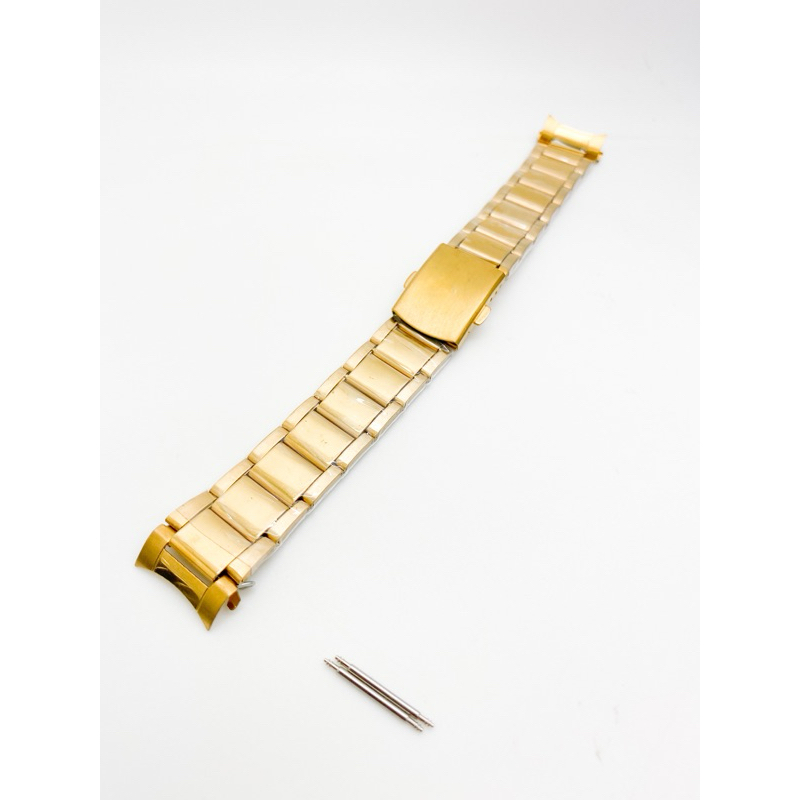 Pulseira Aço Dourada Compatível Relógios 18mm terminal Curvo+Pinos