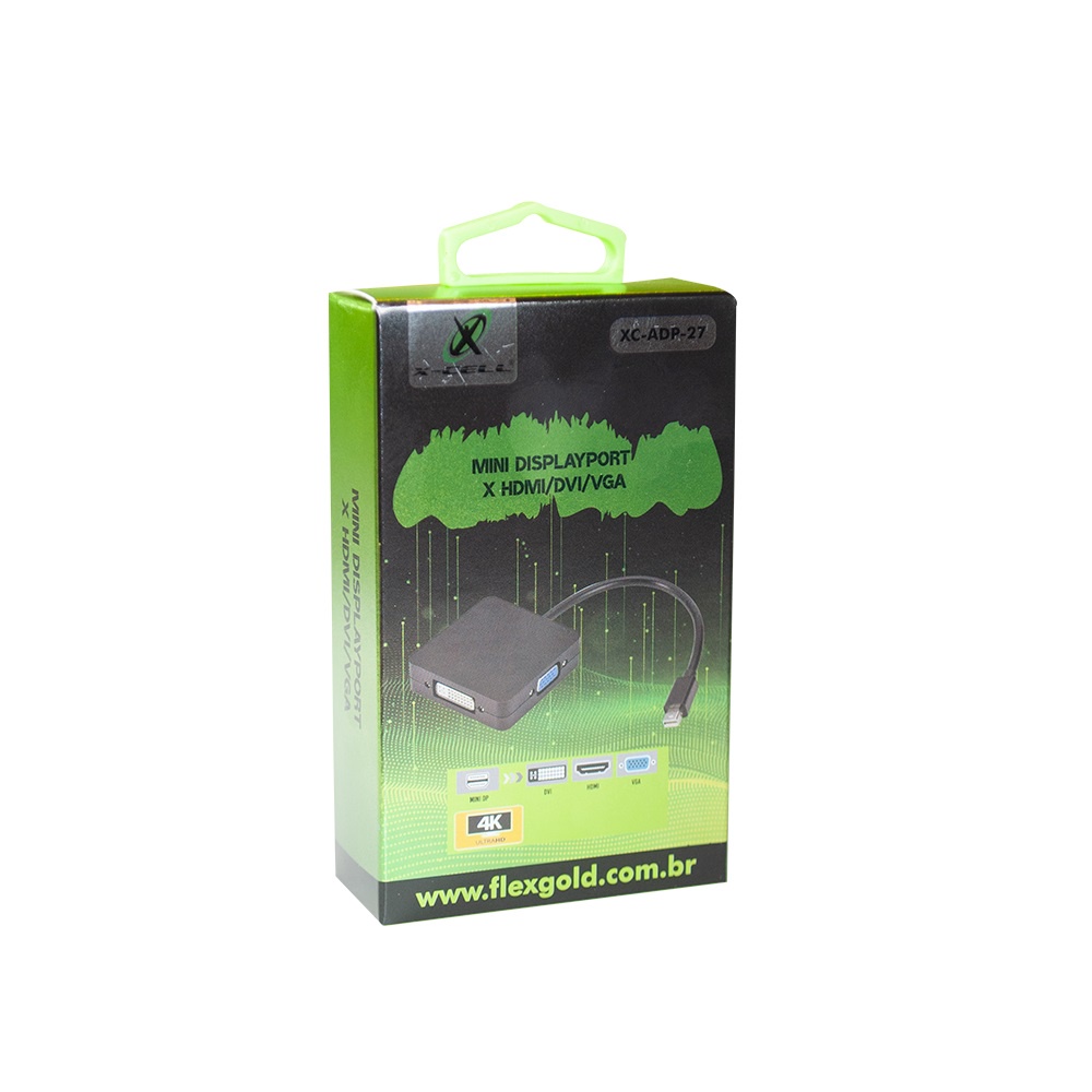 Displayport Mini x HDMI/DVI/VGA Cabo Adaptador Conversor 3x1 X-Cell - XC-ADP-27  100% Garantido