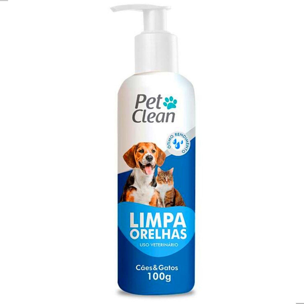 Limpa Orelhas Cães E Gatos Higienizador De Ouvidos Pet Clean 100g Remove Ceras E Odores Cachorro