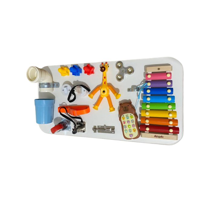 Busy Board Montessori Infantil Placa Sensorial Brinquedo Educativo Coordenação Motora Bebê TEA Desenvolvimento Autista