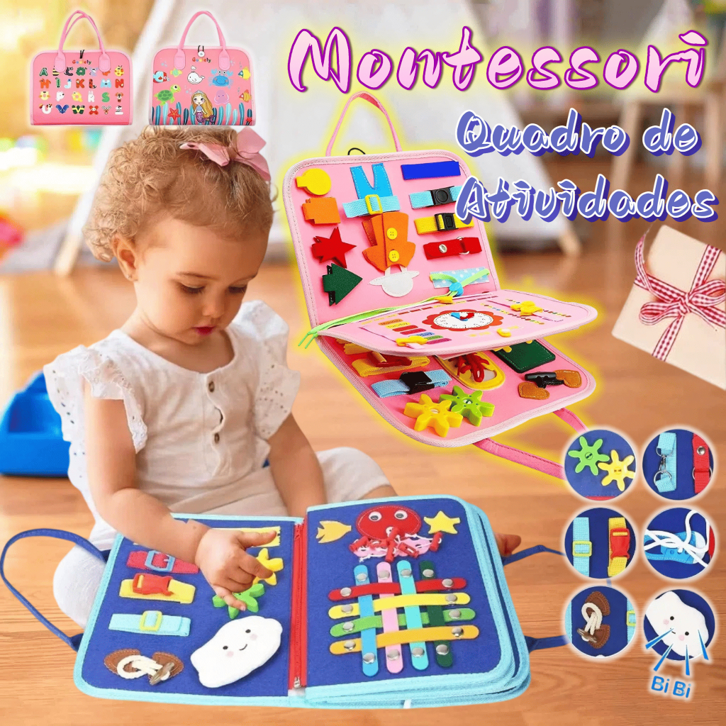 kit Montessori Busy Board maleta,brinquedo sensorial divertido Desenvolve habilidades,perfeito para viagem,para 1a6 anos
