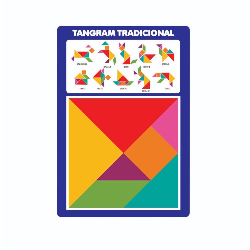 Tangram Quebra-cabeça Brinquedos Educativos Madeira Forme Figuras Montessori Madeira