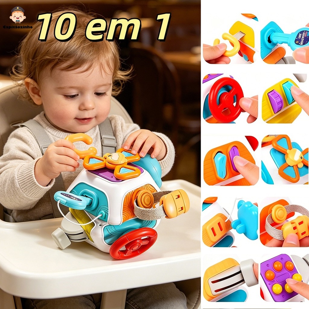 Montessori Sensory Busy Board Busy Cube for Babies and Toddlers 18-36 Months