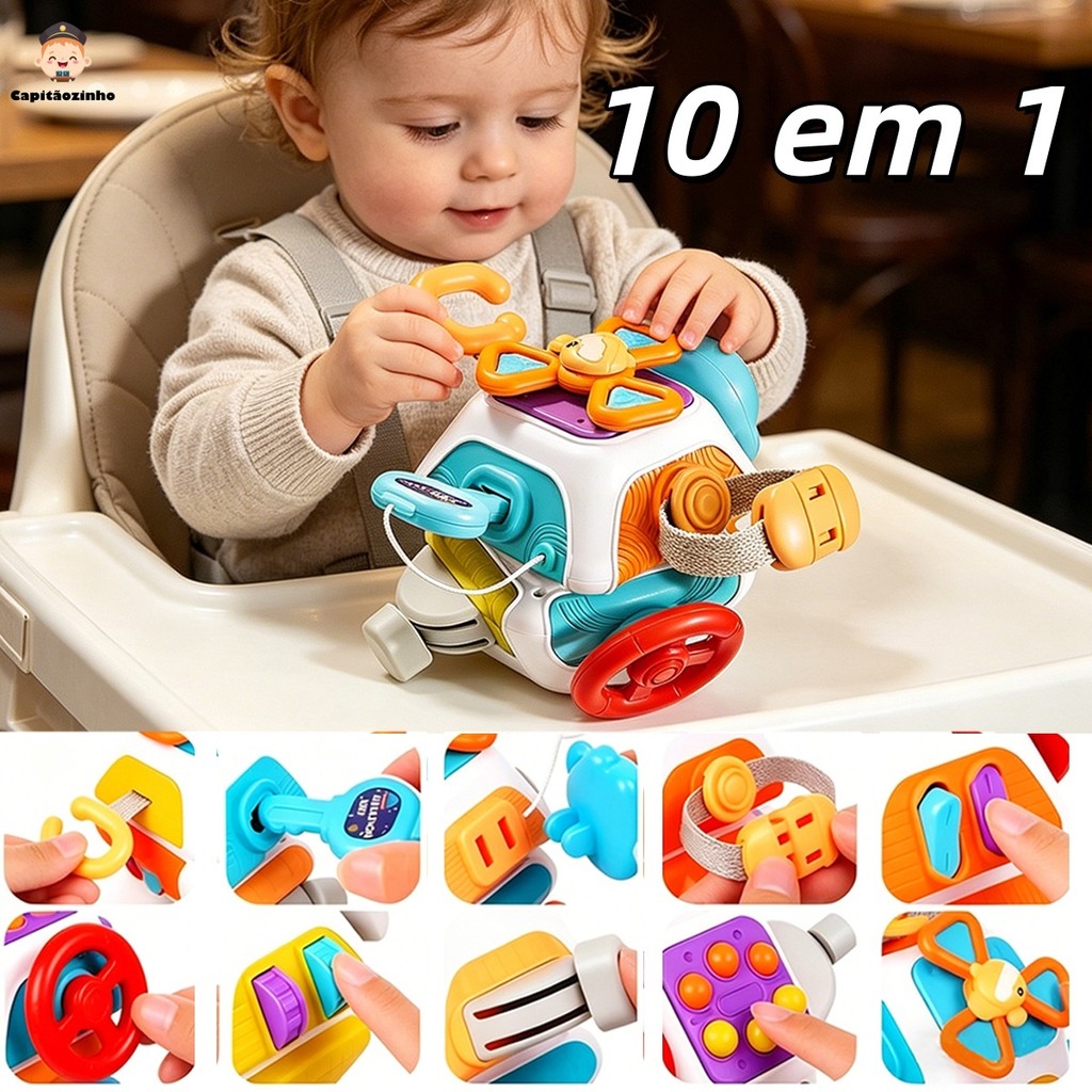Montessori 10 in 1 Sensory Toy for Babies 1-3 Years Old Kids Gift Busy Board Cube