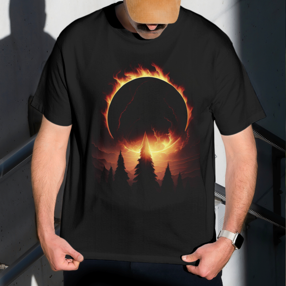 Camiseta Masculina Estampa Céu em Chamas 100% Algodão Estilo Conforto Diário Do Tamanho P ao GG