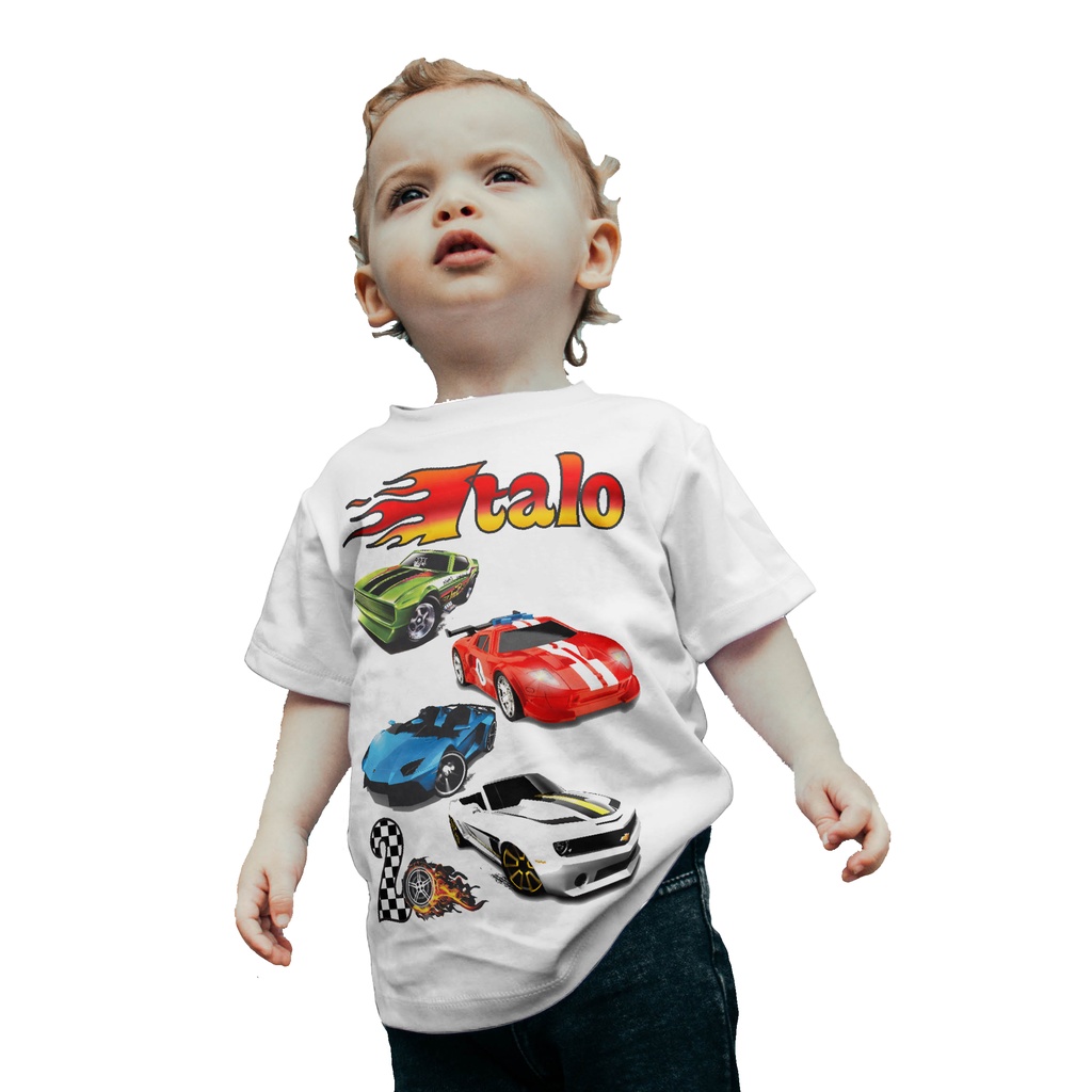 Camiseta Infantil Camisa Hot Wheels Com Nome Idade Chamas Pe