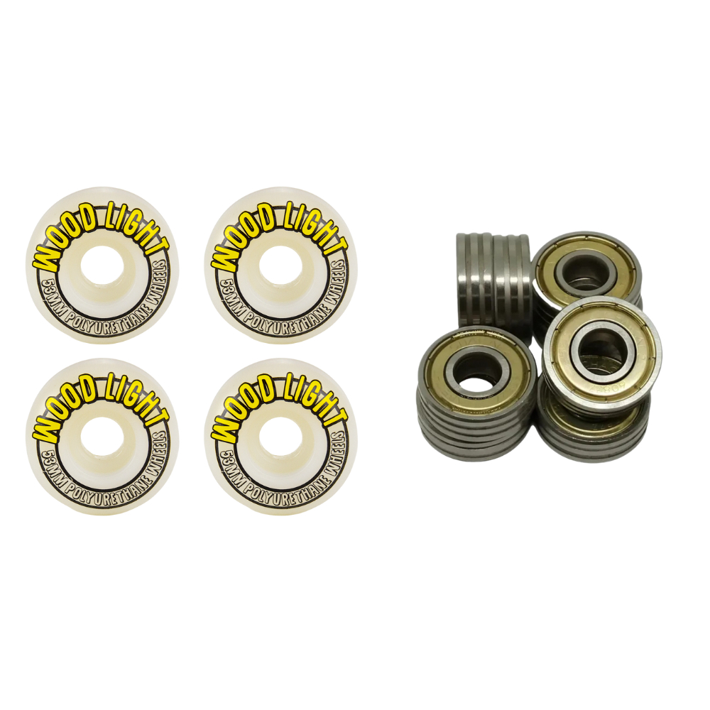 Kit Roda 53mm + Rolamento Abec 1 Wood Light | Speed + Estilo