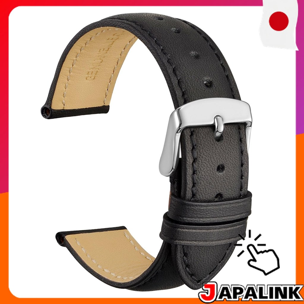 WOCCI Pulseira de Relógio em Couro Vintage Preto com Ferramenta de Ajuste 【Direct from Japan】