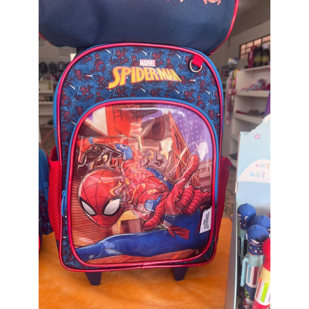 MOCHILA HOMEM ARANHA RODINHA PEQUENA SPIDER MAN PEQUENA VERMELHA E AZUL
