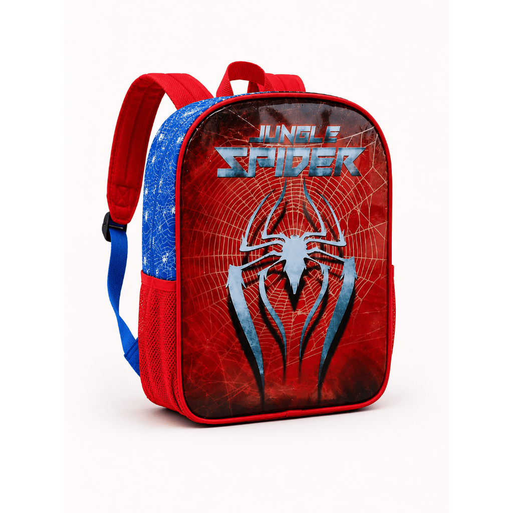 Mochila Infantil Homem Aranha Spiderman Vermelha com Alça Azul/Preta Estojo Escolar Hero Squad