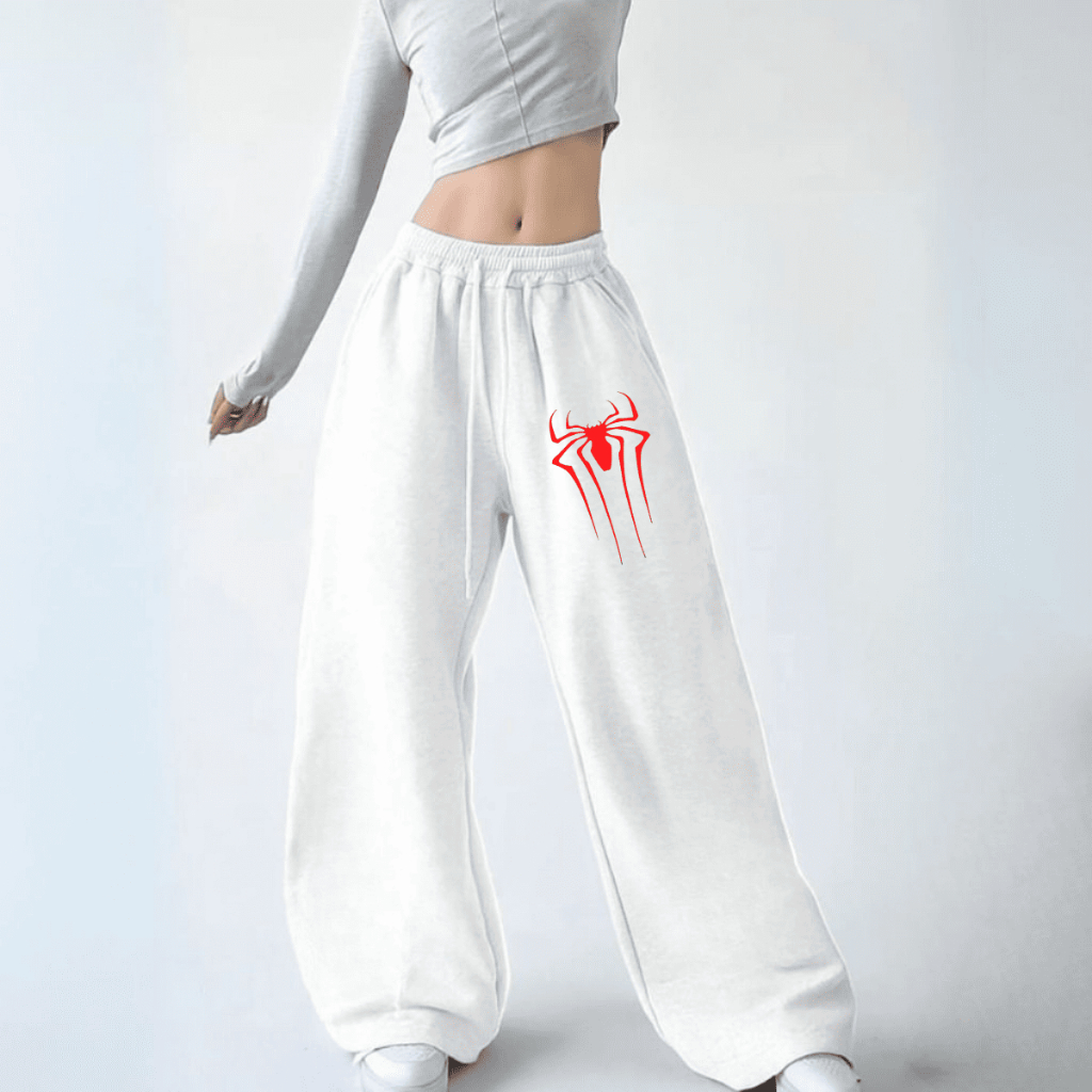 Moletom Calça Larga Urban Style Wide Leg Flanelada Premium Tendência Hip Hop Modelo Aranha Vermelha Spider