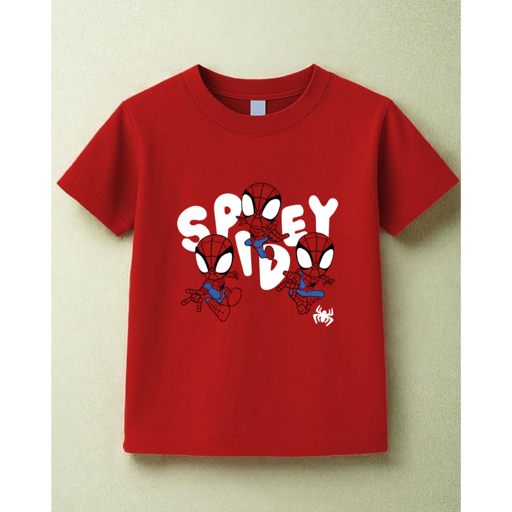 Camiseta Vermelha Infantil Masculina Estampa Desenho Spider Man 100% Algodão Premium Casual Confortável