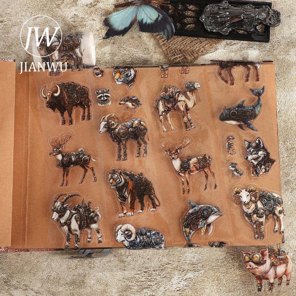 JIANWU 60mm * 200cm Vintage Steam-punk Animais Paisagem Material Colagem Scrapbooking Fita PET Criativo DIY Diário Papel