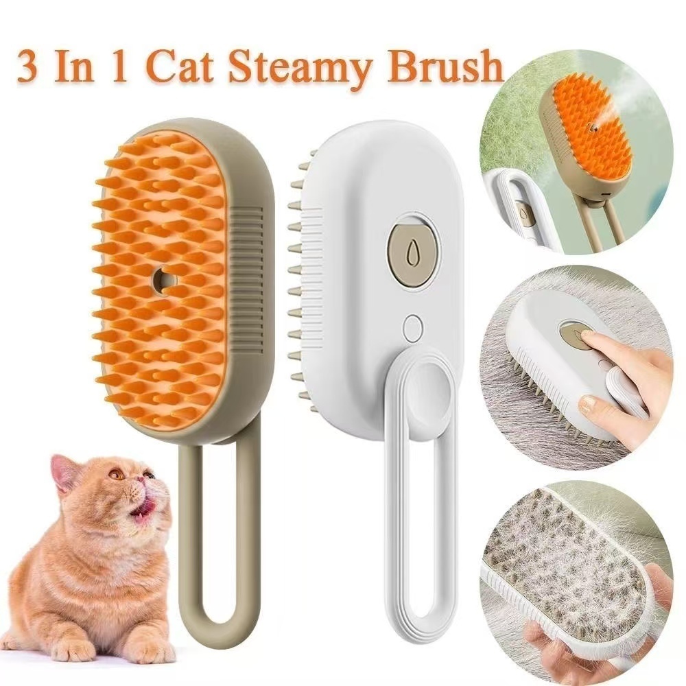 3 em 1 Pet Spray Massagem Pente Steam Grooming Escova Gato Cabelo Limpador Gato Cães Remover Cabelo