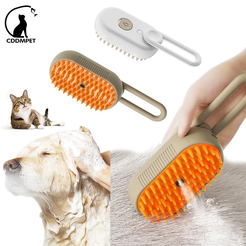 Gato Steam Escova Pet Grooming 3 Em 1 Pente De Spray Para Remoção De Pelos Autolimpante