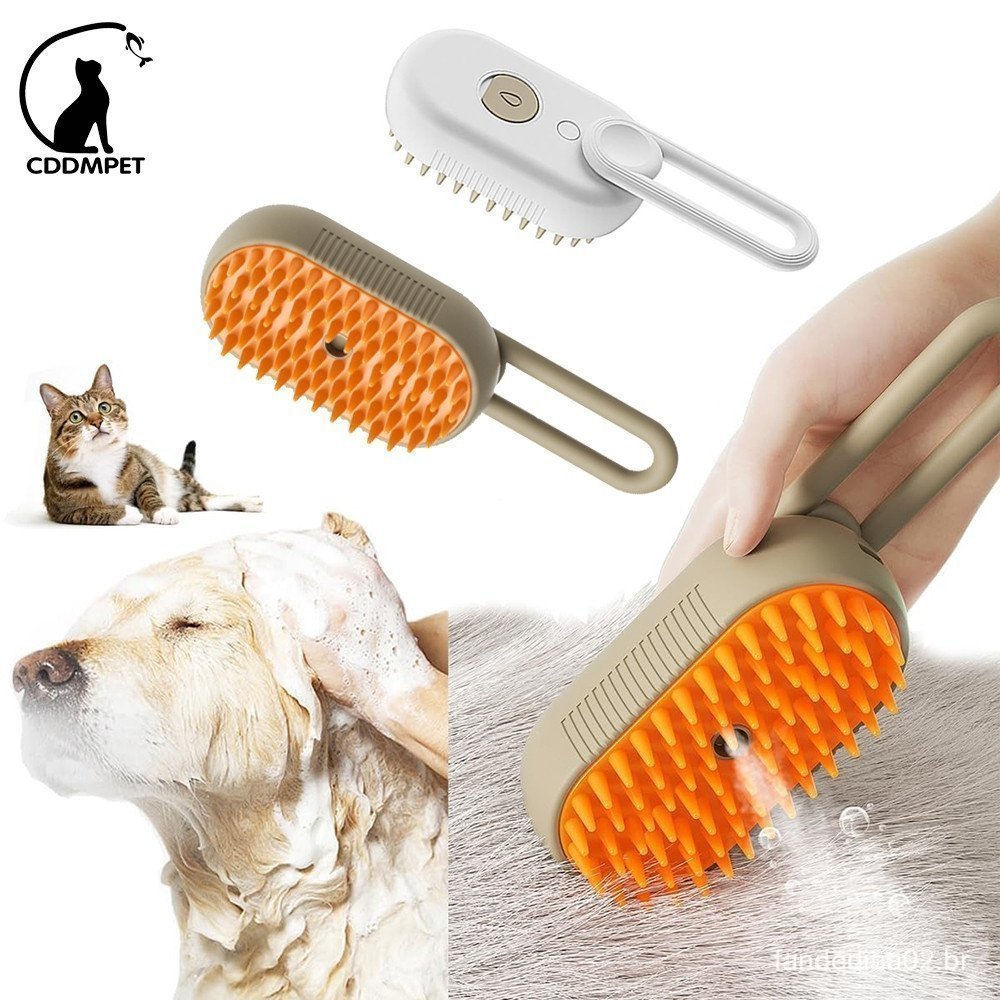 Gato Steam Escova Pet Grooming 3 Em 1 Pente De Spray Para Remoção De Pelos Autolimpante