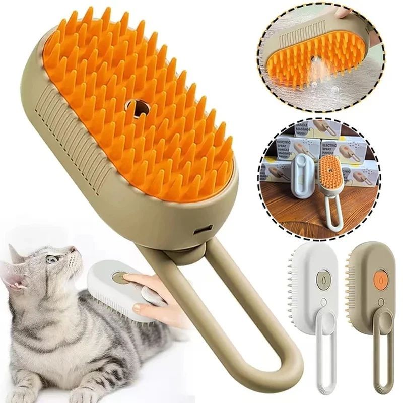 3 Em 1 Cat Steam Escova One Touch Spray Ferramenta De Remoção De Pêlos De Animais De Estimação