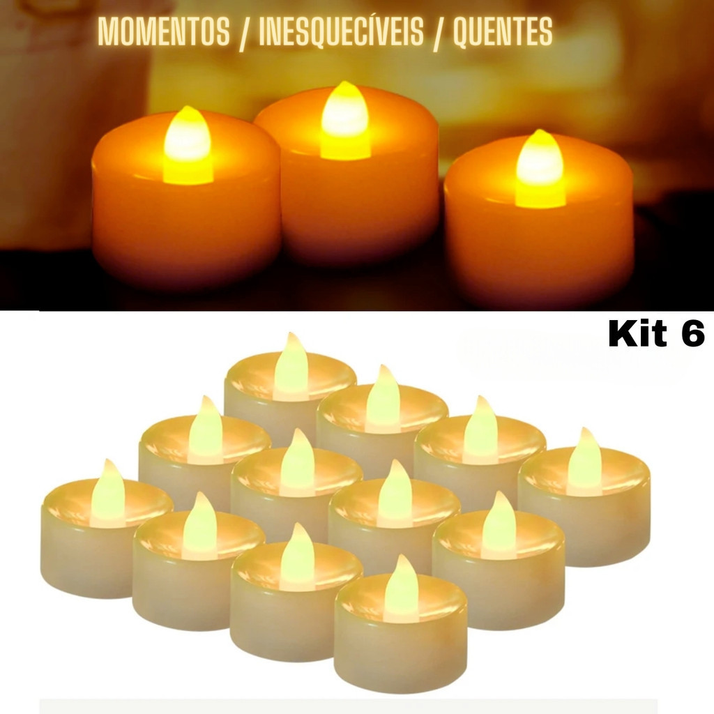Kit 6 Mini Vela Led Eletrônica Artificial Decoração pequena Atmosfera Encantadora Vela Moderna