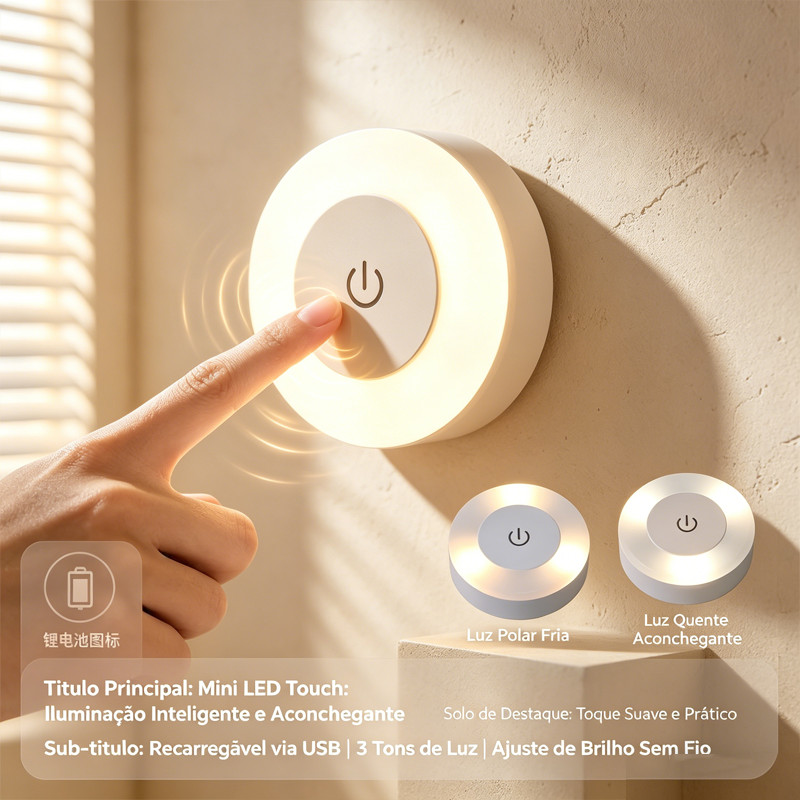 Mini LED toque luz da noite USB recarregável luz de cabeceira simples atmosfera moderna luz