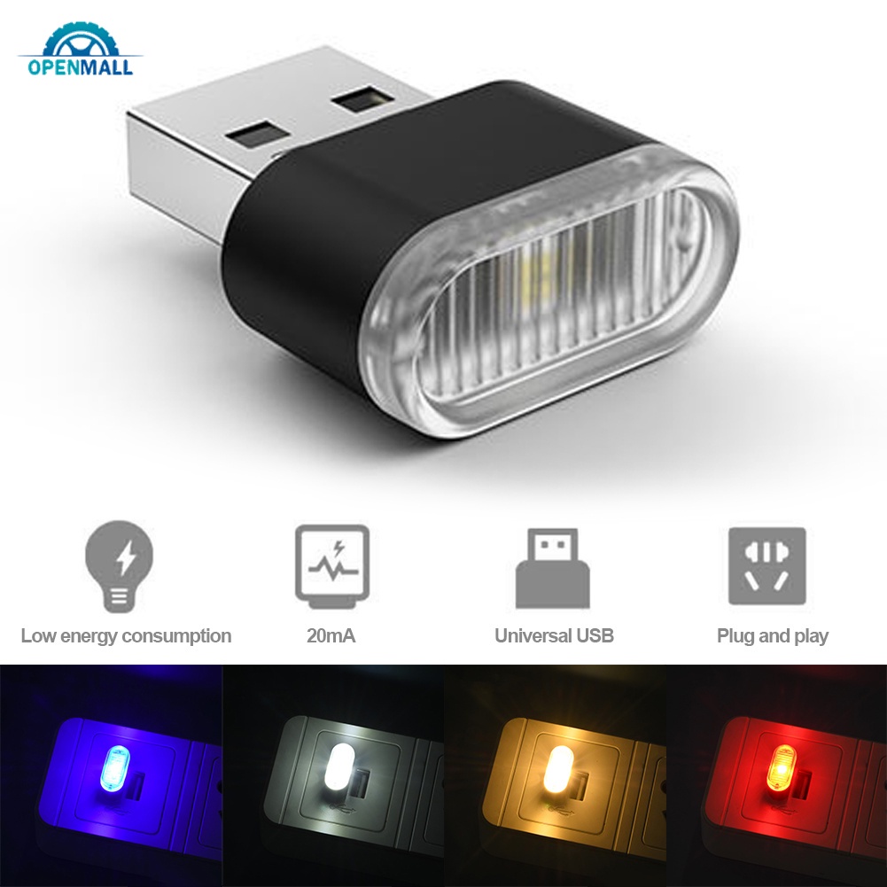 OM Mini Luz Atmosfera USB Para Carro Noturna Modelagem Ambiente Interior Neon