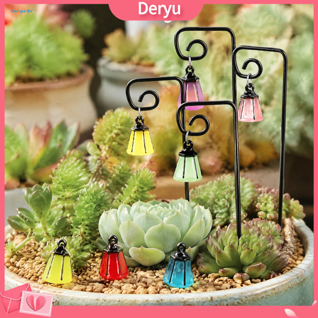 Miniature Lantern Stakes for Fairy Gardens Atmosphere Creating Garden for Balcony Glow the Dark Mini with Hook Stake –