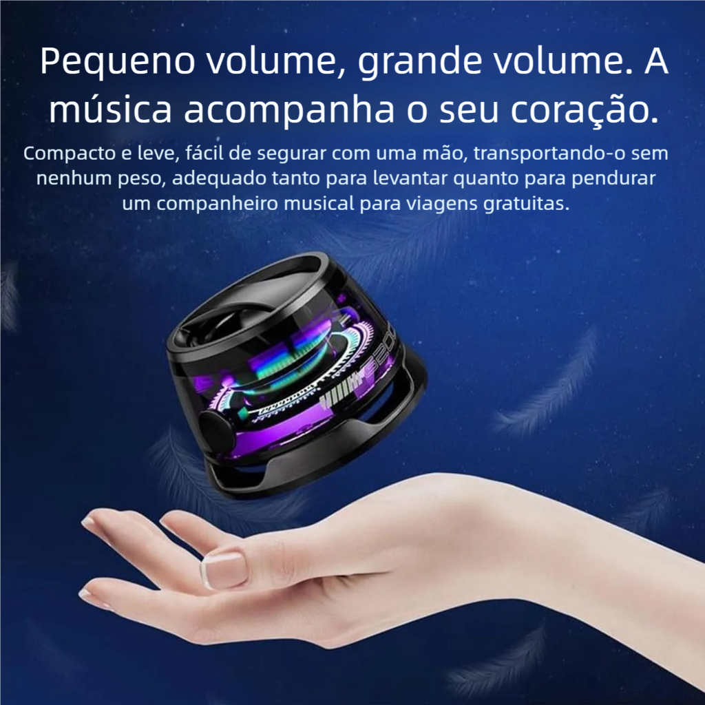 Mini Caixa de Som à Prova d'Água Bluetooth - Magnética LED RGB Atmosfera Colorida Portátil