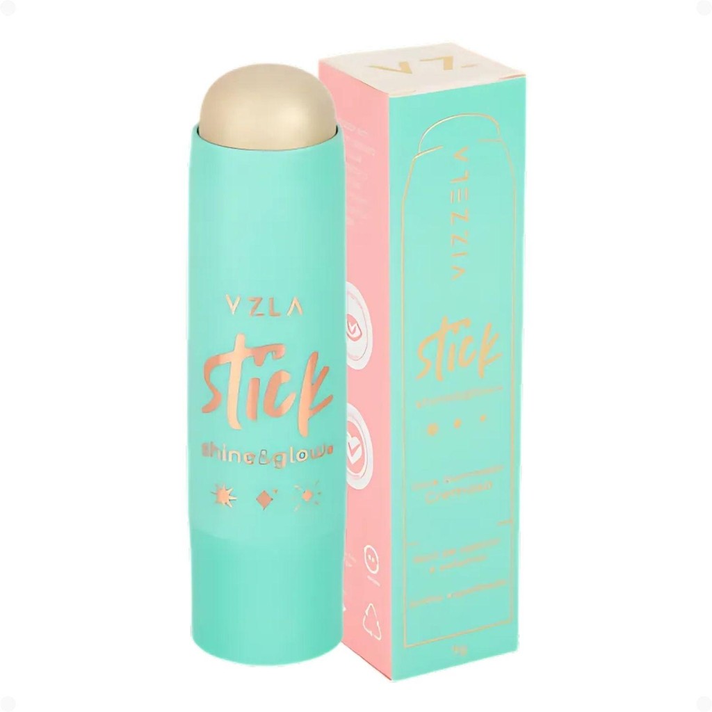 Iluminador em Stick Cremoso Vizzela Shine e Glow Cor 01 VZ110