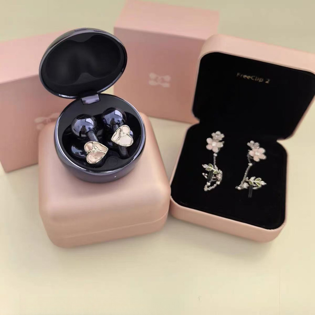 1 Par De Clipe De Orelha De Flor Rosa Para Fones De Ouvido FreeClip Fivela De Diamante Luz Luxo Design Exclusivo Acessór