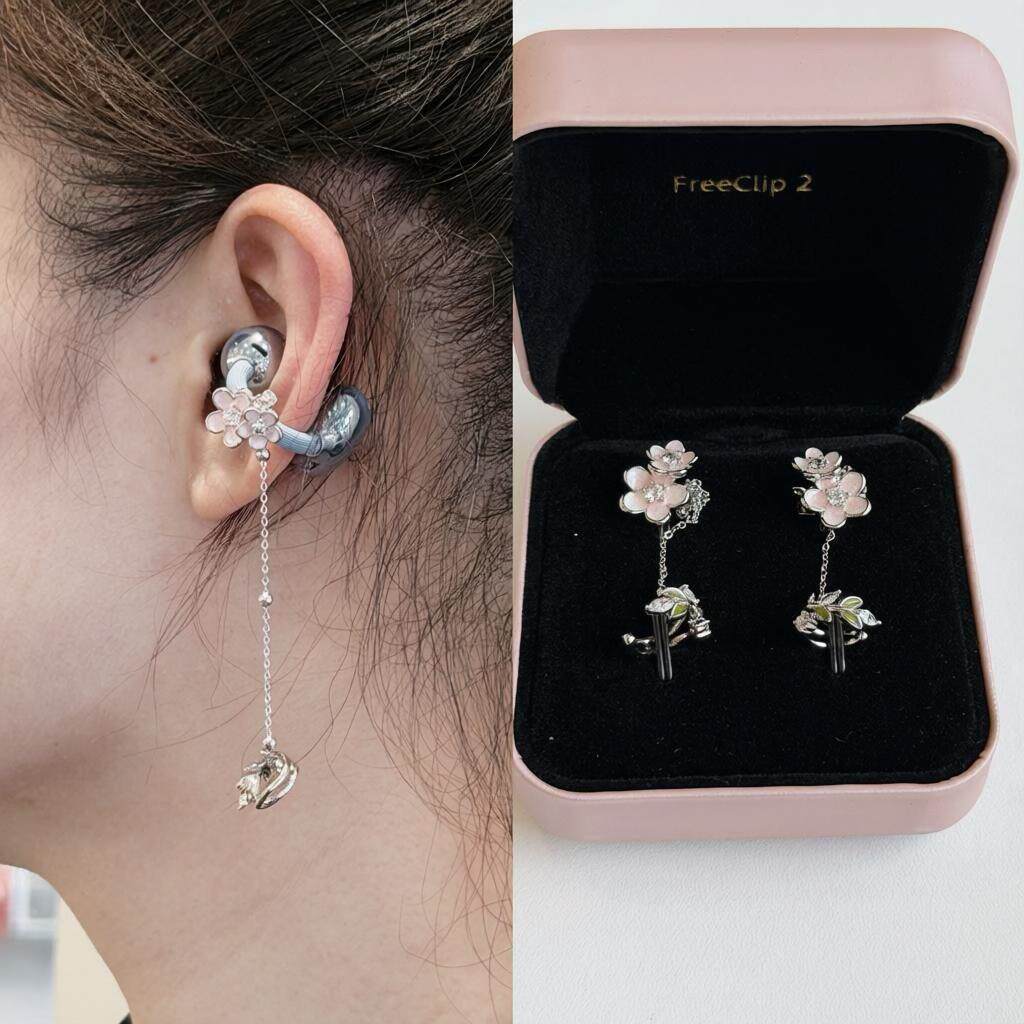 1 Par Clipe Flor Esmaltado para FreeClip Fivela de Diamante Removível Acessório Único para Fone de Ouvido