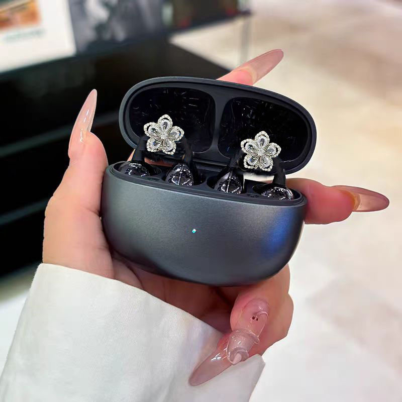 1 Par De Clipe De Orelha De Diamante Flor Para Fones De Ouvido FreeClip Brilho Zircão Fivela Removível Chaveiro Charme
