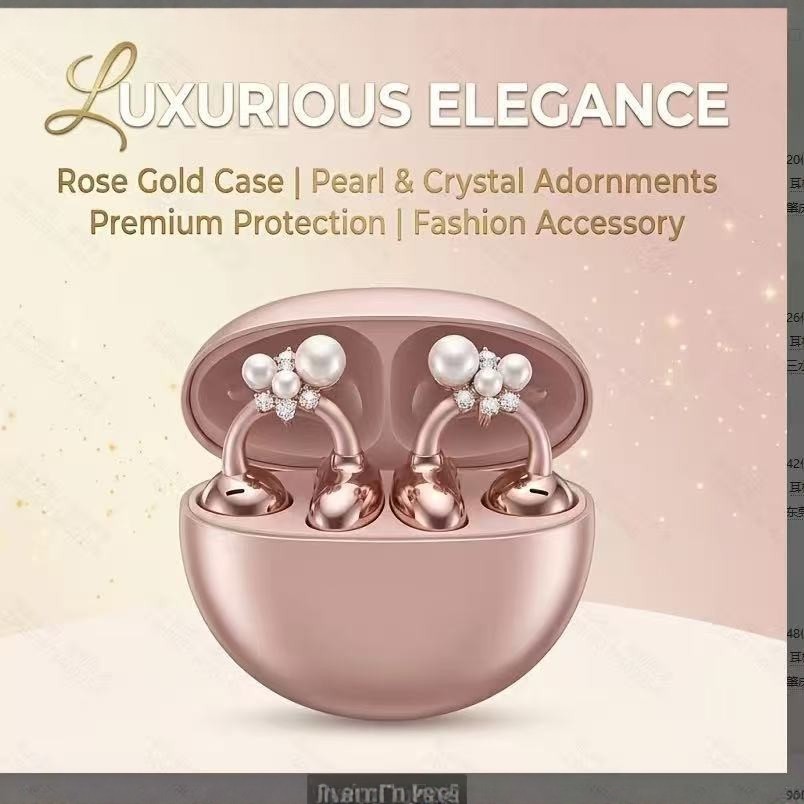 1 Par De Clipe De Orelha De Diamante De Flor De Pérola Para Fones De Ouvido FreeClip Brilho Zircão Fivela Luz Acessório