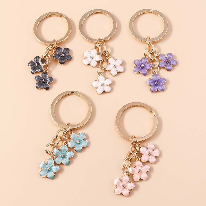 Chaveiro De Cerejeira Simples Flor Esmaltado Sakura Floral Tassel Encantado Com Porta-Chaves Para Decoração De Bolsas De Mão Fone De Ouvido