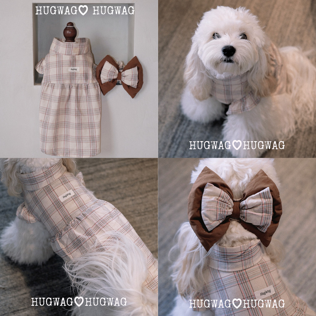 {Retro Mocha Brown} Alças e saias para orelhas de animais de estimação e toalhas de Saliva Orelhas grandes Cães Tecidos