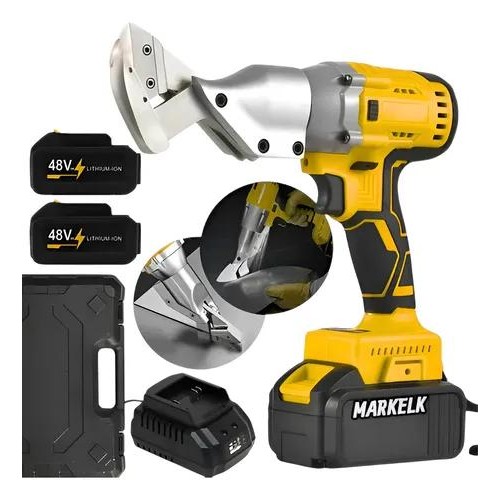 Tesoura Alicate Aviação Chapa Metal Elétrica 2 Baterias Amarelo